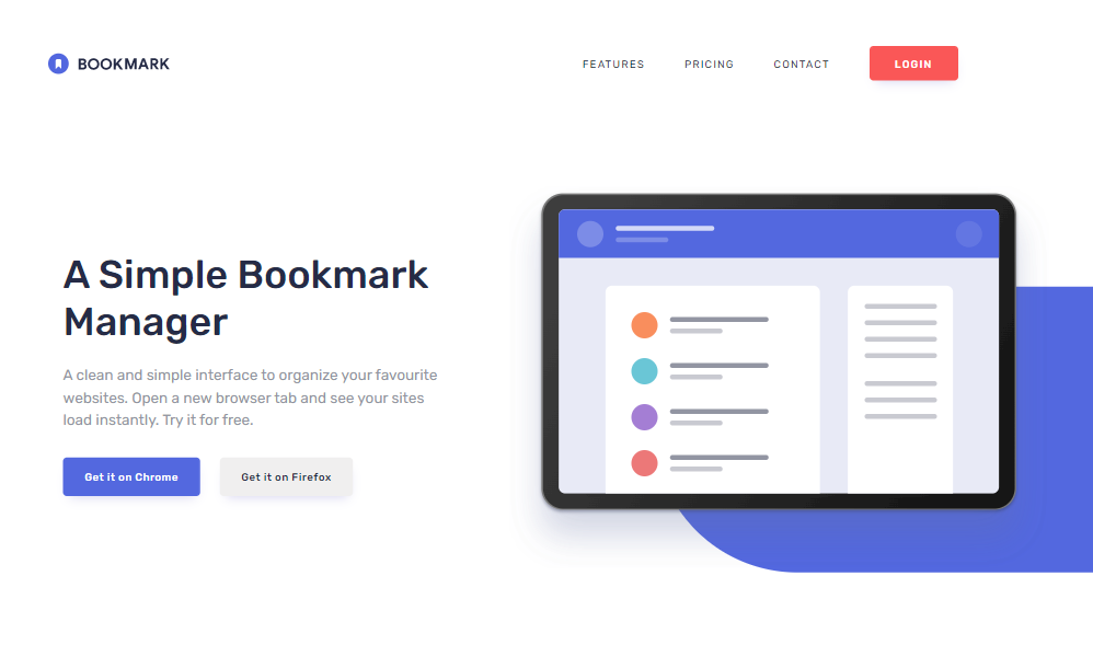 project bookmark landing master page with react